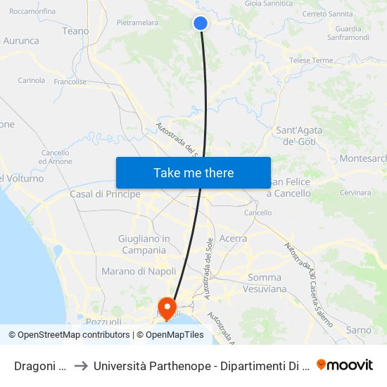 Dragoni Stazione to Università Parthenope - Dipartimenti Di Studi Economici E Aziendali map