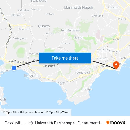 Pozzuoli - Arco Felice to Università Parthenope - Dipartimenti Di Studi Economici E Aziendali map