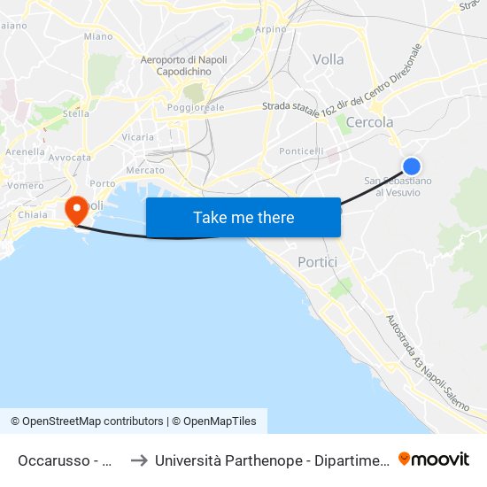 Occarusso - Massa Di Somma to Università Parthenope - Dipartimenti Di Studi Economici E Aziendali map