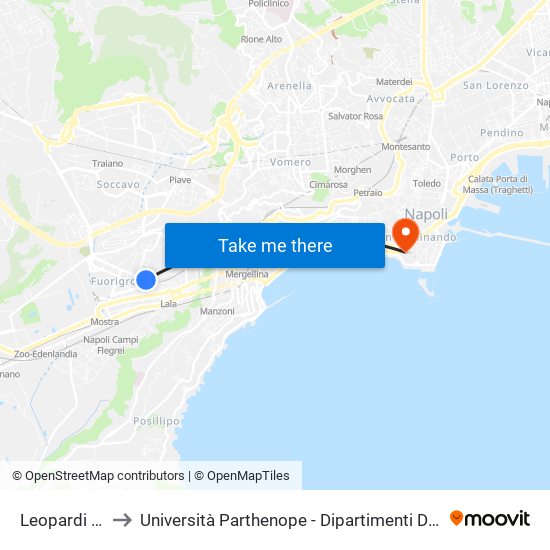 Leopardi - Cumana to Università Parthenope - Dipartimenti Di Studi Economici E Aziendali map