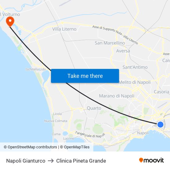 Napoli Gianturco to Clinica Pineta Grande map