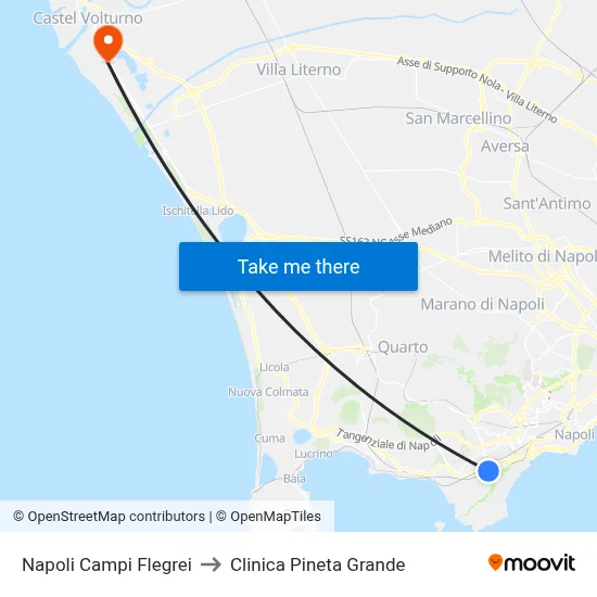 Naples Campi Flegrei to Pineta Grande Clinic map