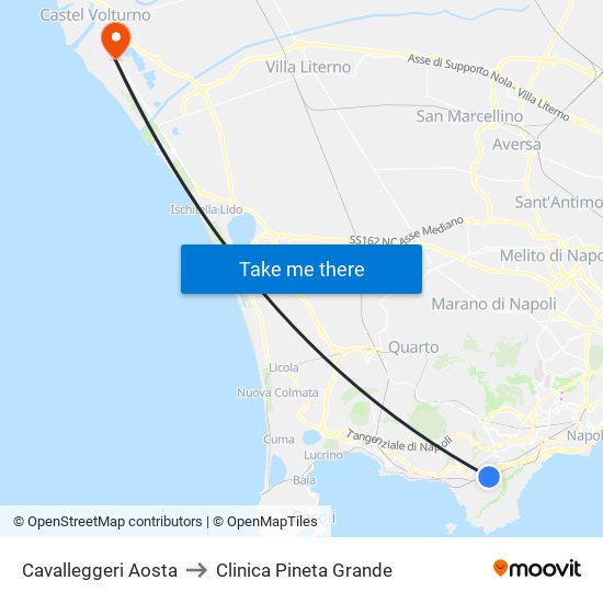 Cavalleggeri Aosta to Clinica Pineta Grande map