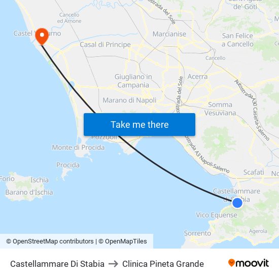 Castellammare Di Stabia to Clinica Pineta Grande map