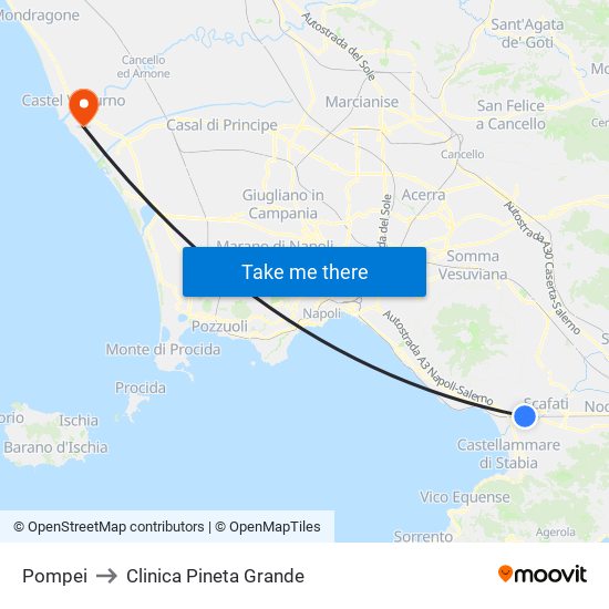 Pompei to Clinica Pineta Grande map
