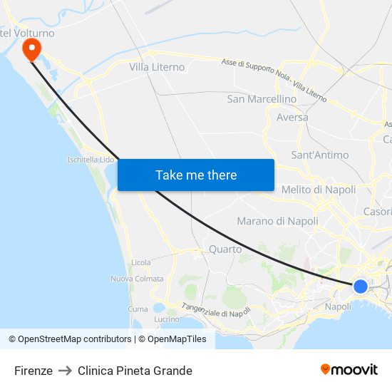 Firenze to Clinica Pineta Grande map