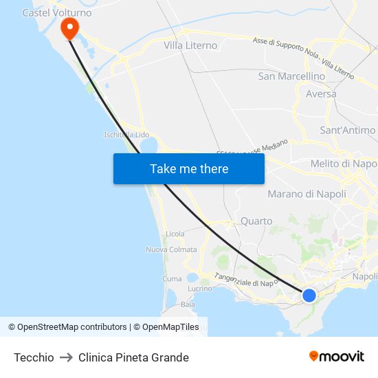 Tecchio to Clinica Pineta Grande map