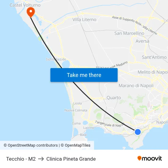 Tecchio - M2 to Pineta Grande Clinic map