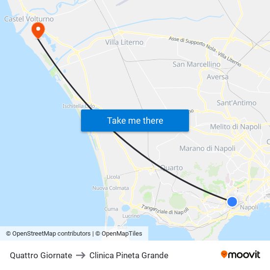 Quattro Giornate to Clinica Pineta Grande map