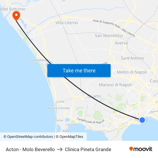 Acton - Molo Beverello to Clinica Pineta Grande map
