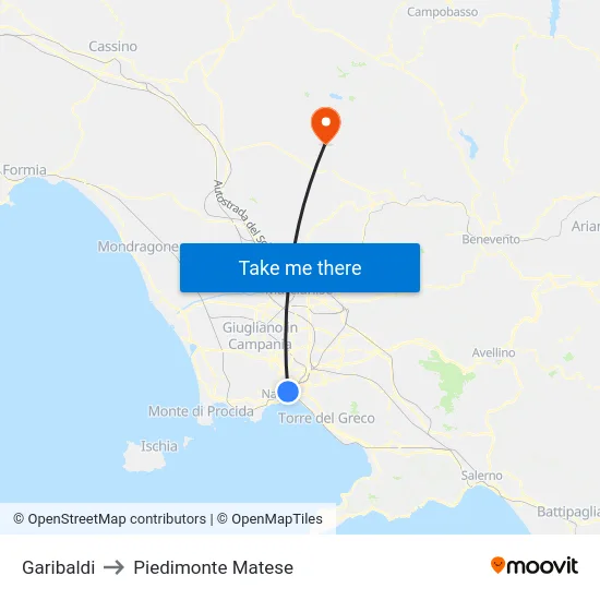 Garibaldi to Piedimonte Matese map