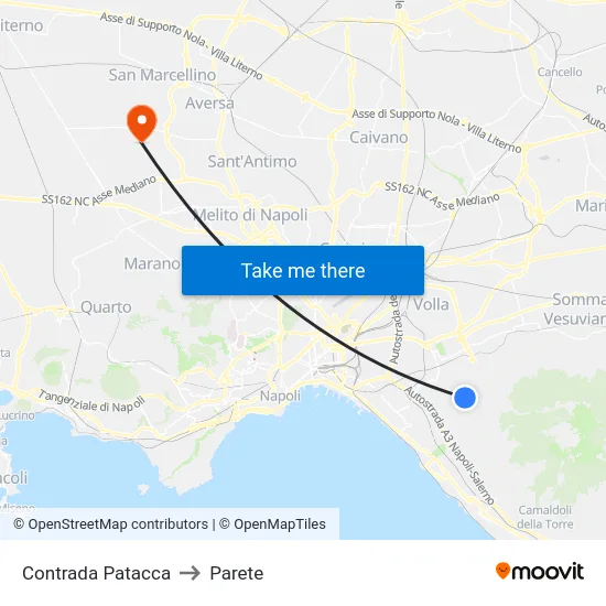 Contrada Patacca to Parete map