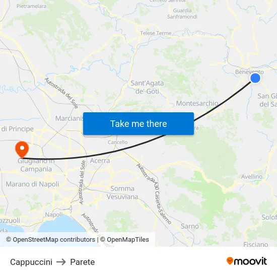 Cappuccini to Parete map