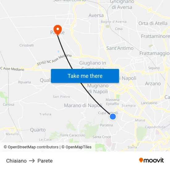 Chiaiano to Parete map