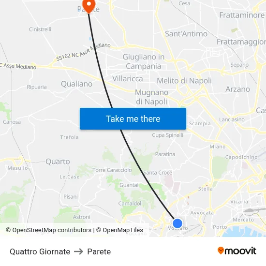 Quattro Giornate to Parete map