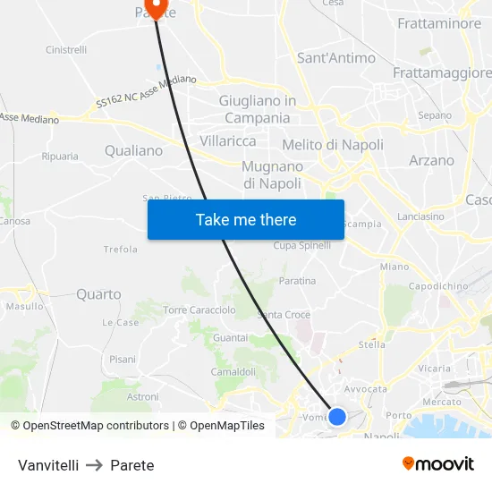 Vanvitelli to Parete map