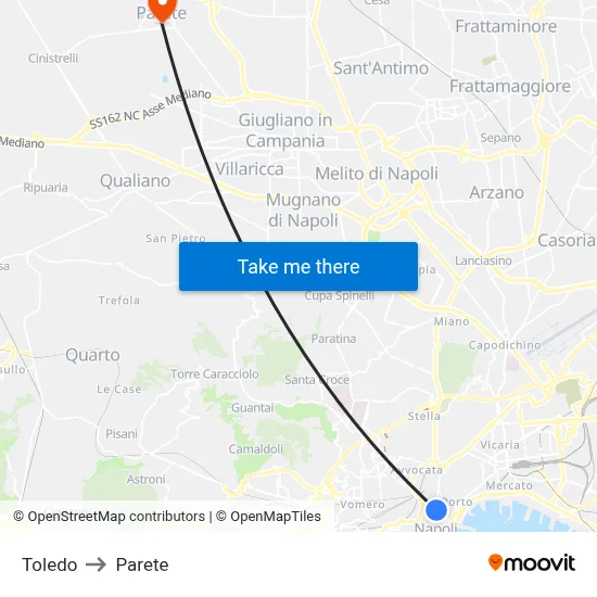 Toledo to Parete map