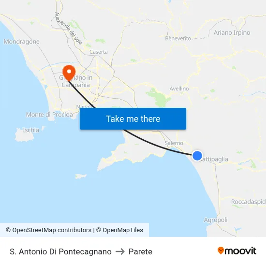 St. Anthony of Pontecagnano to Parete map