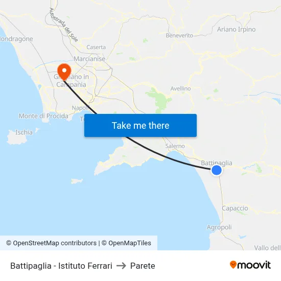 Battipaglia - Istituto Ferrari to Parete map