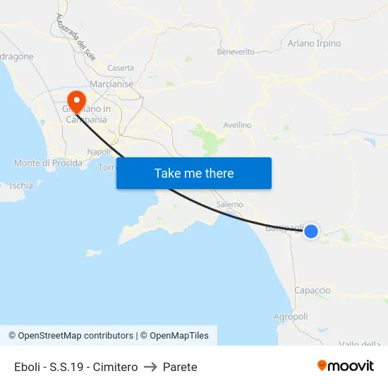 Eboli - S.S.19 - Cimitero to Parete map