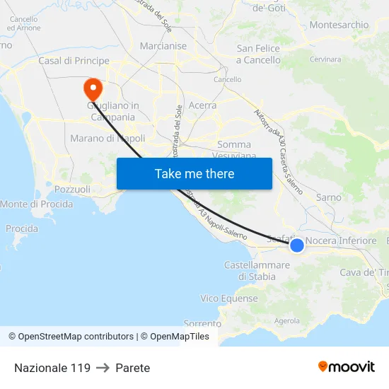 Nazionale 119 to Parete map