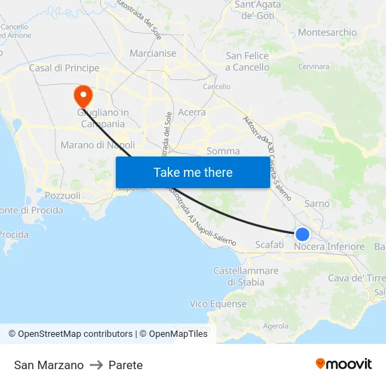 San Marzano to Parete map