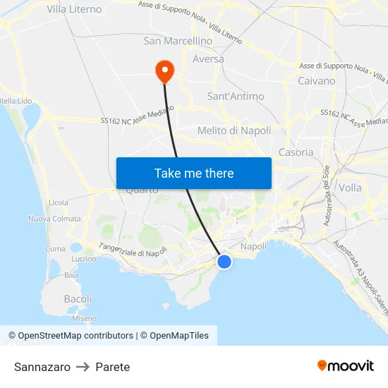 Sannazaro to Parete map