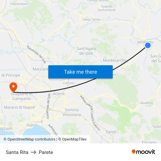 Santa Rita to Parete map