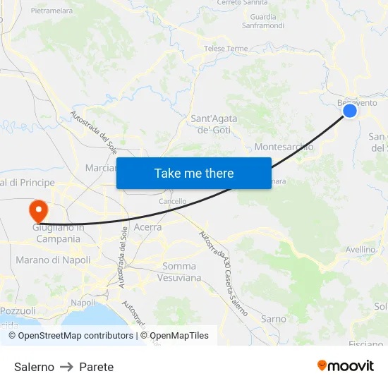 Salerno to Parete map