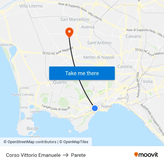Corso Vittorio Emanuele to Parete map