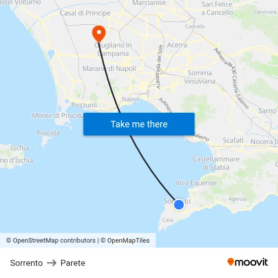Sorrento to Parete map