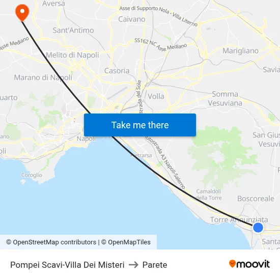 Pompeii Excavations-Villa of Mysteries to Parete map