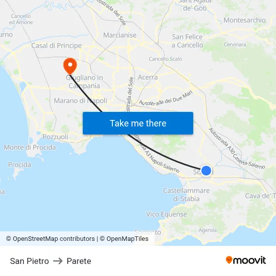Saint Peter to Parete map
