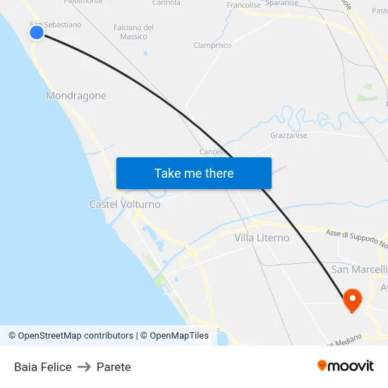 Baia Felice to Parete map