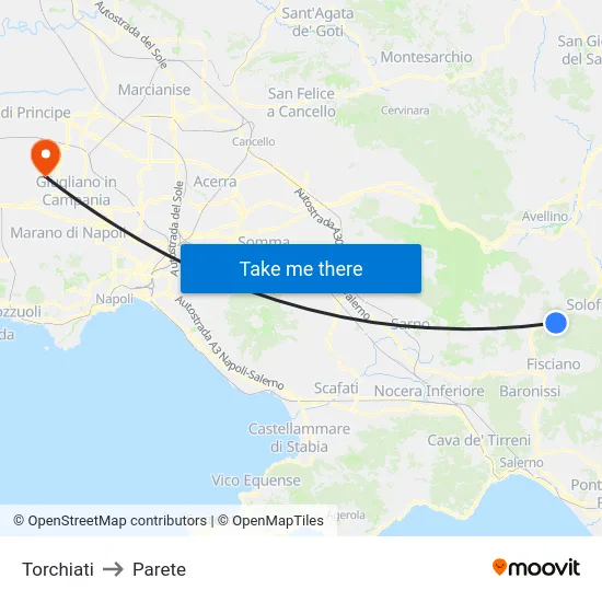 Torchiati to Parete map