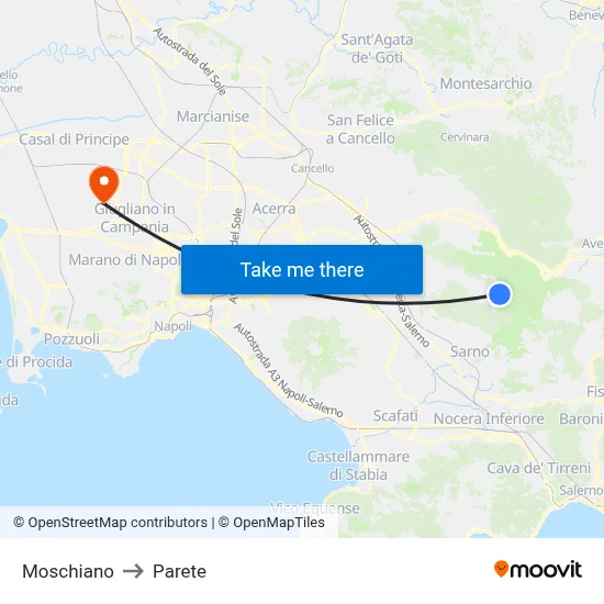 Moschiano to Parete map