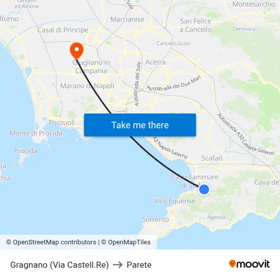 Gragnano (Castellammare Road) to Parete map