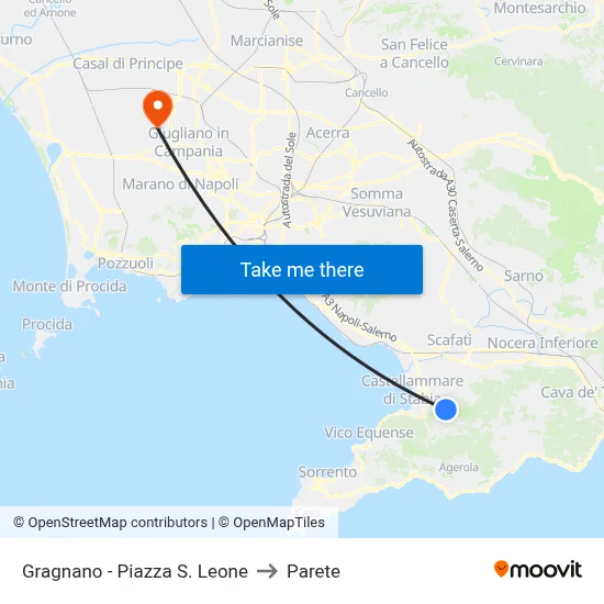 Gragnano - Saint Leone Square to Parete map