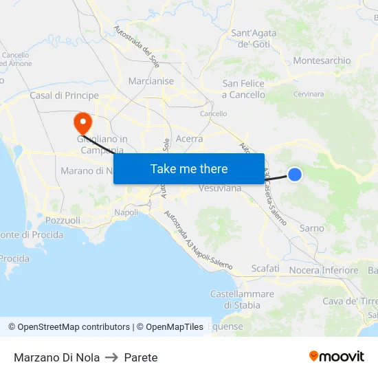 Marzano Di Nola to Parete map