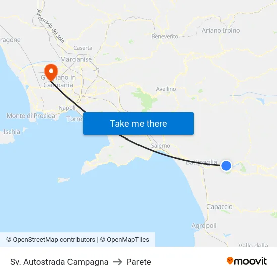 Sv. Autostrada Campagna to Parete map