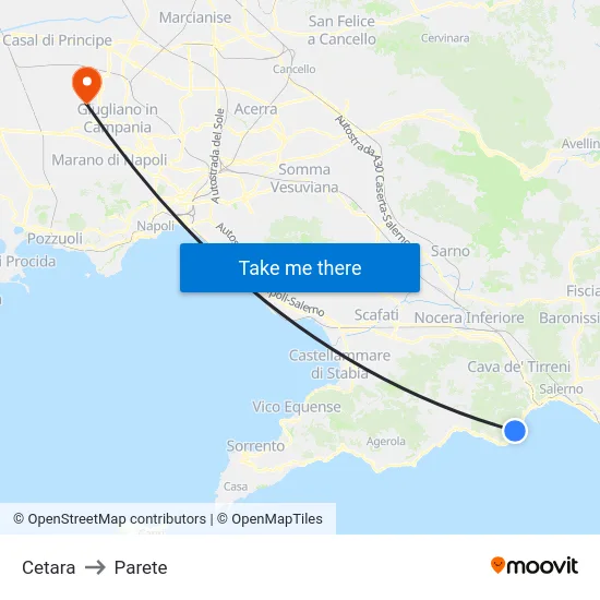 Cetara to Parete map