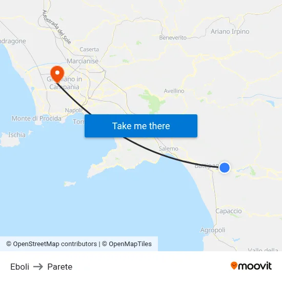 Eboli to Parete map