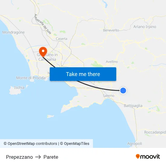 Prepezzano to Parete map