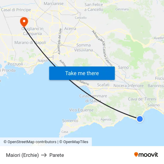 Maiori (Erchie) to Parete map