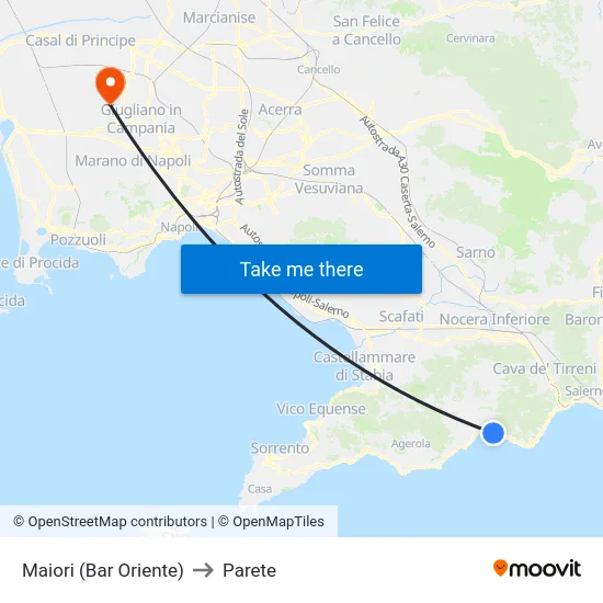 Maiori (Bar Oriente) to Parete map