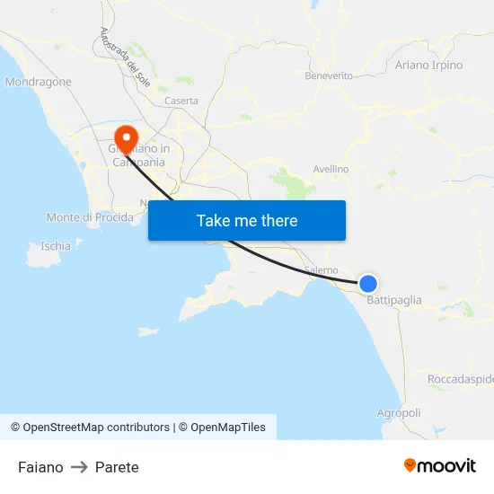 Faiano to Parete map