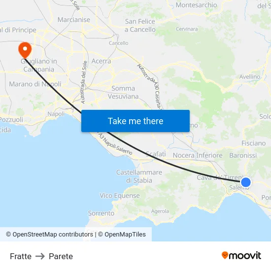 Fratte to Parete map