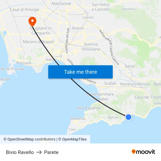 Bivio Ravello to Parete map