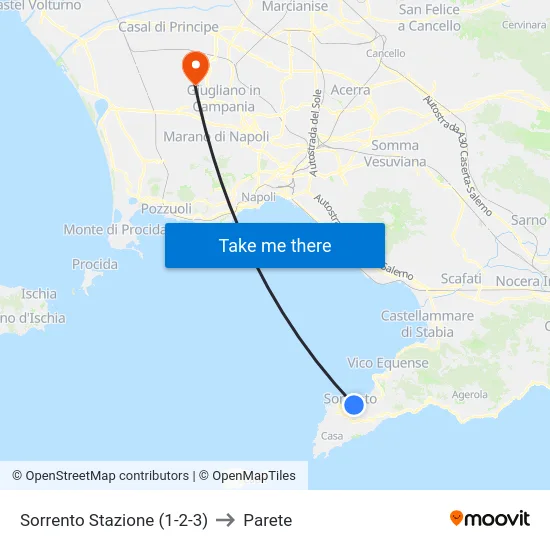 Sorrento Stazione (1-2-3) to Parete map