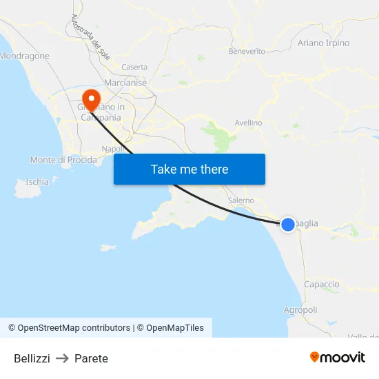 Bellizzi to Parete map